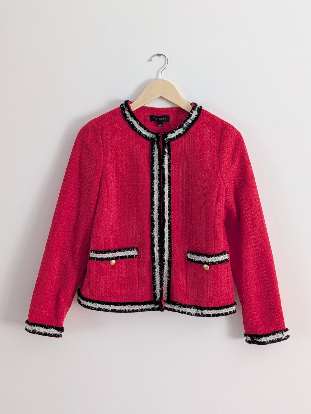 Talbots Tweed Fringe Trim Jacket Blazer - 2